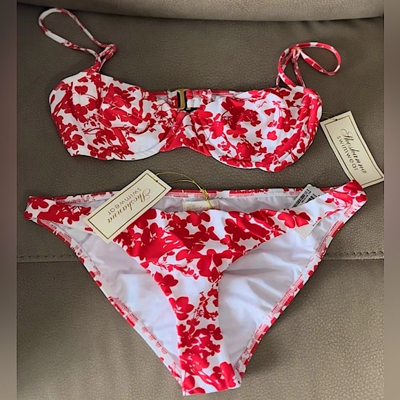 NWT $220 STUNNING Shoshanna X Revolve Beach Vines Poppy Red/White Bikini Set - Picture 4 of 17